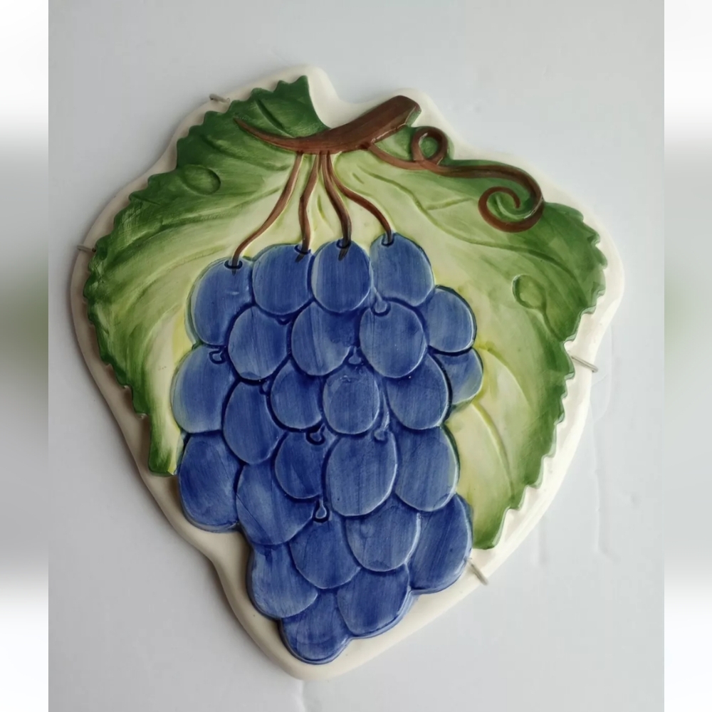 Jay Willfred Andrea By Sadek Portugal Wall Hanging Art Plaque Grapes Vintage